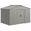Image de Outsunny Abri de Jardin en Acier galvanisé XXL 5,4 m² avec kit de Fondation 277x195x192cm, cabane de Jardin Toit en Fibre de Verre, cabanon Rangement Outils Portes coulissantes 4 aérations Gris