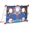 Image de HOMCOM But de Foot et Cage de Handball extérieur 2 en 1, 5 Zones cibles, Ballon Gonflable avec Pompe, piquets de Sol en U, Cadre léger, 116 x 48 x 76 cm, Blanc