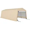 Image de Outsunny Tente Garage carport dim. 6,2L x 3,3l x 2,4H m Acier galvanisé Robuste PE Haute densité 150 g/m² imperméable Anti-UV, 1 Porte Kaki et 2 aérations