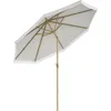Image de Outsunny Parasol droit de jardin inclinable parasol avec manivelle à franges mât en métal style bohème 8 baleines Ø 265 x 244 cm blanc