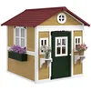 Image de Outsunny Cabane Enfant extérieur, Maison Enfant extérieure, avec Porte, fenêtres et jardinières, cabane de Jardin pour Enfant 3-8 Ans, 114 x 126,4 x 135 cm, Beige