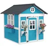 Image de Outsunny Cabane Enfant extérieur, Maison Enfant extérieure, avec Porte, fenêtres et jardinières, cabane de Jardin pour Enfant 3-8 Ans, 114 x 126,4 x 135 cm, Bleu
