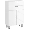 Image de kleankin Meuble de Salle de Bain, Meuble de Rangement avec 2 tiroirs, Placard à Double Porte, étagères réglables et Base surélevée, Armoire Salle de Bain, Salon, Chambre, 60x30x93cm, Blanc Brillant