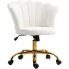 Image de HOMCOM Chaise Bureau en Velours Dossier en Pétale Hauteur Réglable Blanc | Chaise Coiffeuse Pivotante, Fonction Bascule, Assise Rembourrée, Fauteuil Coquillage, pour Bureau Salon Chambre