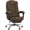 Image de Vinsetto Fauteuil de Bureau, Chaise de Bureau Ergonomique avec Hauteur réglable, Dossier inclinable et Repose-Pied, Tissu Aspect Lin, pour Chambre, télétravail, Charge 120 Kg, Marron