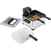 Image de HOMCOM Friteuse 5 litres avec température et minuterie réglables, friteuse en acier inoxydable 2000 W avec panier à huile amovible et fenêtre de visualisation, pour frites et poulet frit