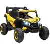 Image de AIYAPLAY Voiture électrique enfants UTV 12 V, buggy électrique enfants avec télécommande 2,4G, démarrage lent, système de suspension, lumières, musique, port USB, pour garçons et filles 3-5 ans, jaune