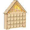 Image de HOMCOM Calendrier de l'Avent maison en bois, calendrier de l'Avent à remplir avec 24 tiroirs et 5 lumières LED, décoration de Noël réutilisable, cadeau pour enfants et adultes, bois naturel