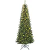Image de HOMCOM Sapin de Noël Artificiel 210 cm, Arbre de Noël Fin avec 350 lumières Blanches Chaudes et Multicolores, 9 Modes d'éclairage, 1273 Pointes de Branche articulée, Support en métal Pliable, Vert