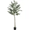 Image de HOMCOM Olivier Artificiel 180 cm Plante Artificielle intérieur Arbre Artificiel en Pot avec des Feuilles et Fruits réalistes, Fausse Plante Vert décoration pour Maison, Bureau, Salon, Chambre