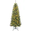 Image de HOMCOM Sapin de Noël Artificiel 180 cm, Arbre de Noël Fin avec 250 lumières Blanches Chaudes et Multicolores, 9 Modes d'éclairage, 899 Pointes de Branche articulée, Support en métal Pliable, Vert