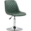 Image de HOMCOM Chaise de Bureau sans roulettes et accoudoirs, Fauteuil de Bureau pivotant avec Base en Acier, Hauteur réglable, Chaise Ergonomique en Cuir synthétique, Vert