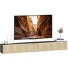 Image de HOMCOM Meuble TV Suspendu Flottant 140 cm, Meuble télé pour téléviseur jusqu'à 72 Pouces avec 2 Portes cannelées rabattables, Banc TV Mural pour Salon, Chambre à Coucher, Bois Naturel et Noir