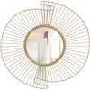 Image de HOMCOM Miroir décoratif Rond 60 cm avec Fixation à 360°, décoration Murale en métal Moderne avec détails plissés, Suspendu décor pour Salon, Chambre à Coucher, Bureau, doré