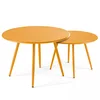 Image de Oviala Lot de 2 Tables Basses de Jardin en Acier Jaune - Palavas
