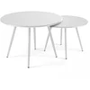 Image de Oviala Lot de 2 Tables Basses Ronde en Acier Blanc - Palavas