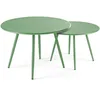 Image de Oviala Lot de 2 Tables Basses de Jardin en Acier Vert Cactus - Palavas