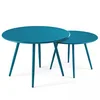 Image de Oviala Lot de 2 Tables Basses Ronde en Acier Bleu Pacific - Palavas