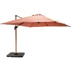 Image de Oviala Parasol déporté 3x3m et 4 Dalles à remplir Effet Bois Argile