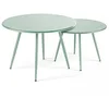 Image de Oviala Lot de 2 Tables Basses Ronde en Acier Vert Sauge 50 cm - Palavas
