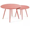 Image de Oviala Lot de 2 Tables Basses Ronde en Acier Argile 50 cm - Palavas