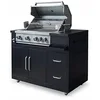 Image de Oviala Meuble Barbecue gaz 4 brûleurs et rôtissoire pour Cuisine extérieure
