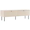 Image de Oviala Meuble TV 2 Portes en Acier et MDF décor mélaminé 150 cm Beige