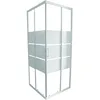 Image de ONDÉE - Porte de douche MISSI - Façade coulissante accès d'angle. 90x185cm - Epaisseur 4mm - Installation réversible - Verre trempé sérigraphié 3 bandes blanches