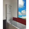 Image de ONDÉE, Pare-Baignoire Sandra 2V, Transparent avec Porte Serviette, 120x140cm, Epaisseur 4mm, Installation réversible, Profilé Ajustable chromé (+-5/+10mm), Pivots en Zinc, Verre trempé