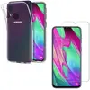 Image de PHONILLICO Coque pour Samsung Galaxy A40 + Verre Trempé Integral Transparent Film Protection Ecran - Housse Etui Gel TPU Silicone Transparent Souple Anti Choc - Vitre Resistant