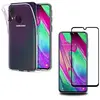 Image de PHONILLICO Coque pour SAMSUNG GALAXY A40 + Verre Trempé Integral Bord Noir Film Protection Ecran - Housse Etui Gel TPU Silicone Transparent Souple Anti Choc - Vitre Resistant