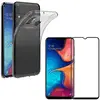 Image de PHONILLICO Coque pour Samsung Galaxy A20E + Verre Trempé Integral Bord Noir Film Protection Ecran - Housse Etui Gel TPU Silicone Transparent Souple Anti Choc - Vitre Resistant