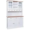Image de AltoBuy SOCOA - Buffet Vaisselier 5 Portes 6 Tiroirs Bois Massif Vernis Sepia et Blanc