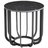 Image de AltoBuy KLODIE - Bout de Canapé Rond Plateau Céramique Marbré Cadre Métal Gris Anthracite