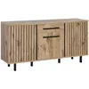 Image de AltoBuy Romy - Buffet 3 Portes 1 Tiroir Aspect Bois Finition Canyon Oak Effet Tasseaux