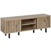 Image de AltoBuy Romy - Meuble TV 2 Portes 2 Niches Aspect Bois Finition Canyon Oak Effet Tasseaux