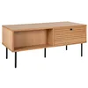 Image de AltoBuy LOWAN - Table Basse 2 Tiroirs Effet Tasseaux Teinté Chêne Clair