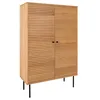 Image de AltoBuy LOWAN - Buffet Haut 2 Portes Effet Tasseaux Teinté Chêne Clair