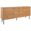 Image de AltoBuy LOWAN - Buffet 3 Tiroirs 2 Portes Effet Tasseaux Teinté Chêne Clair