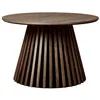 Image de DUBLIN - Table basse Ronde Pied Central Relief MDF Placage Chêne fumé