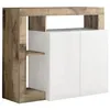 Image de AltoBuy Arturo - Buffet 2 Portes Blanc Laqué Encadrement Niches Aspect Bois Antik