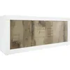 Image de AltoBuy OTELLO - Buffet 2 Portes 3 Tiroirs Finition Blanc Laqué et Aspect Bois Antik