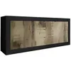 Image de AltoBuy OTELLO - Buffet 2 Portes 3 Tiroirs Finition Noir Mat et Aspect Bois Antik