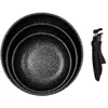 Image de AltoBuy Set de 3 poêles en Aluminium revêtement Effet Pierre avec 1 poignée Amovible