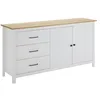 Image de AltoBuy Tina - Buffet Bas 2 Portes 3 Tiroirs Bois Ciré et Blanc