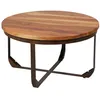 Image de AltoBuy THARA - Table Basse Ronde Plateau en Bois de Recyclé et Pied en Acier