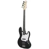 Image de Basse électrique Woodbrass JB100 Noire - Guitare basse polyvalente idéale pour débuter - Corps forme JB Tilleul Américain Touche érable - Style rock, pop, funk, country, hard, metal