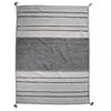 Image de Jadorel Tapis Kilim, 80 X 150 Cm, Coton Naturel Tissé Main, Motif Ethnique Kilim, Gris, Noir, Style Bohème Chic, Franges Déco, pour Chambre, 12204