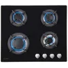 Image de BELDEKO - Plaque de cuisson gaz 4 feux verre noir - 7500W - Grille fonte