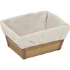 Image de TENDANCE - Panier Rectangulaire Evasé Bambou et PP 21x16x11 cm - Bambou/Tissu Blanc - Salle de Bain - Rangements